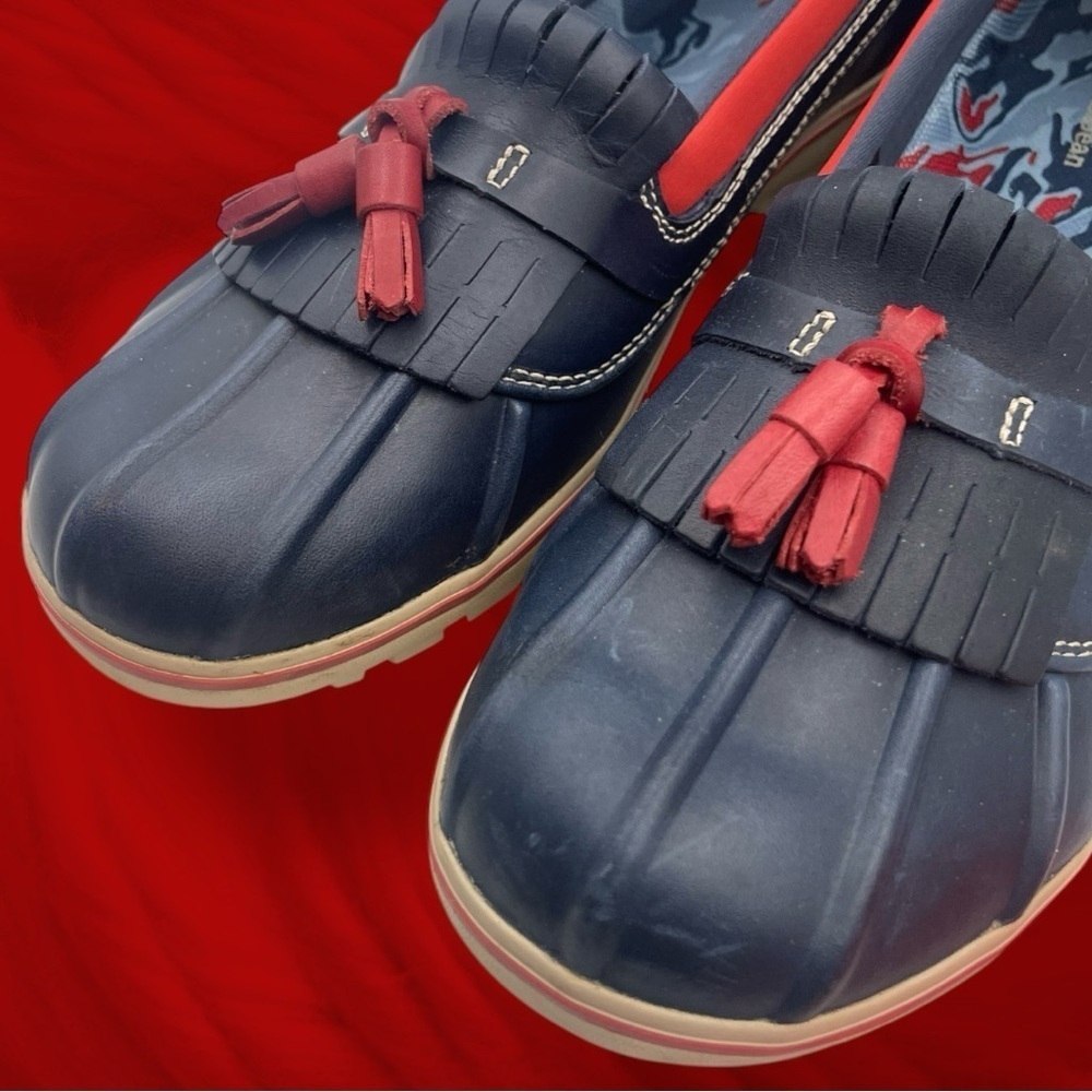 L.L Bean Bar Harbor Slip On Moccasins Blue Red 290695 Size 11 Casual - Picture 2 of 15